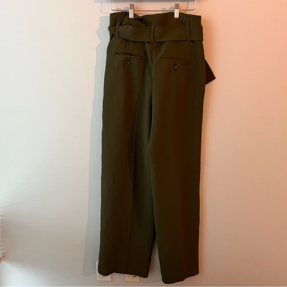 ARITZIA Wilfred Olive Green High-Waisted Wide Leg Belted Pants - Picture 3 of 14